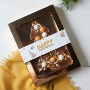 Chocolade kerstboom brievenbuspakket chocolade cadeau van Borrelen.nl